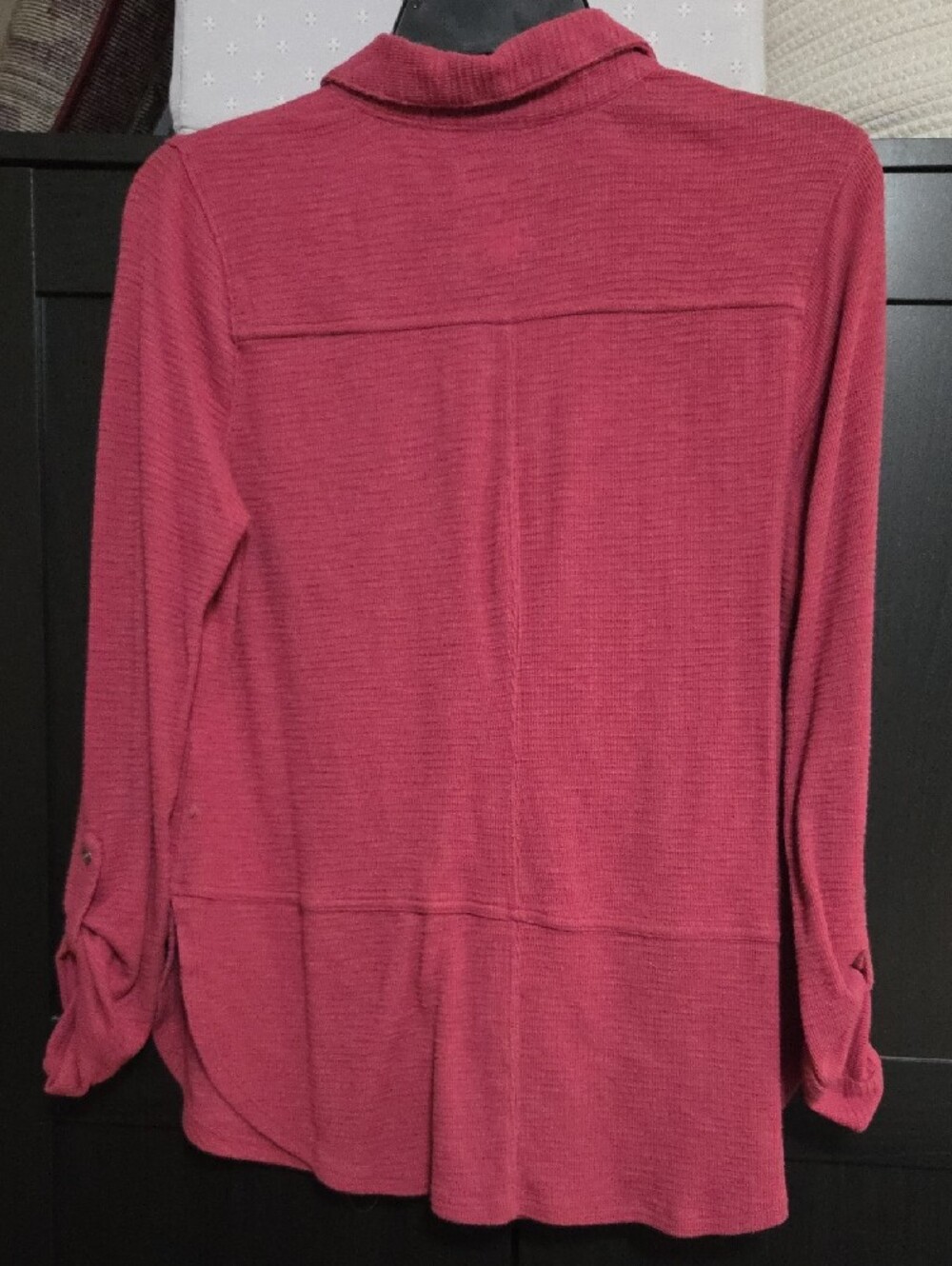 SONOMA Button-Up Knit Blouse in Raspberry - Picture 2 of 6